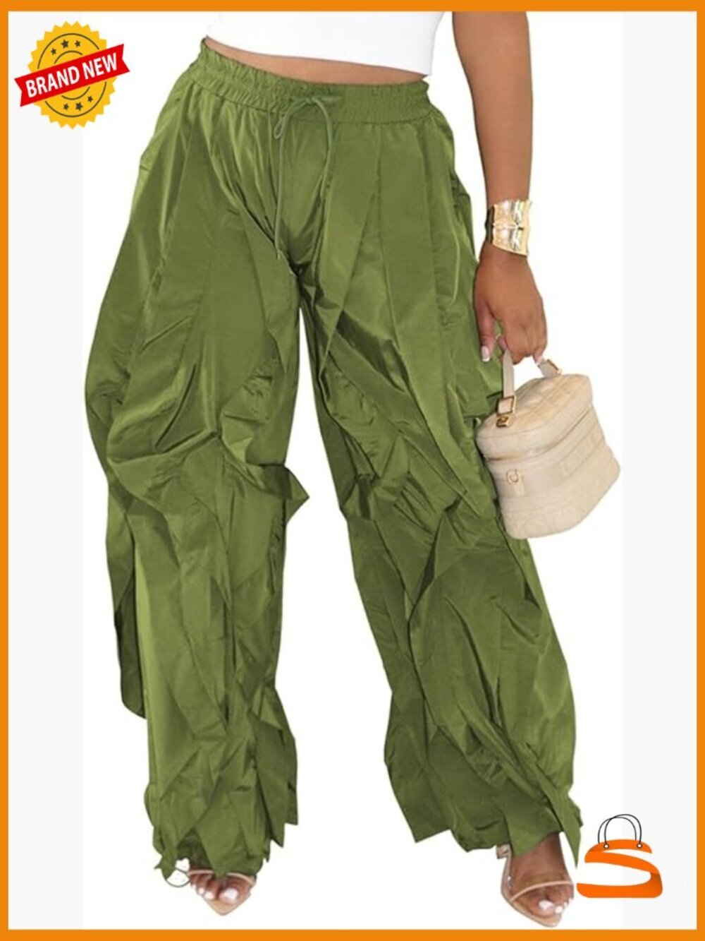 High Waist Baggy Parachute Jogger Sweatpants Y2K Wide Leg Cargo Pants